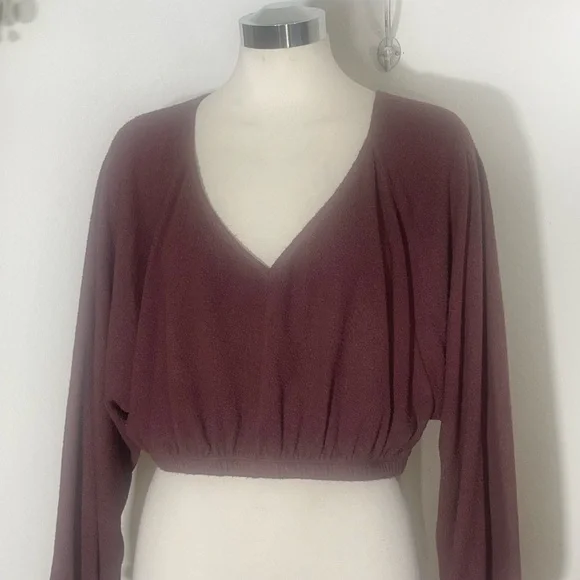 Urban outfitters out from under too small cropped long balloon sleeve boho fuzzy - Picture 5 of 8